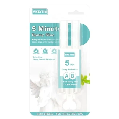 Afbeelding van VIKEYTIM Epoxylijm, 5 Minute Epoxy Clear 0,85 FL.OZ, Snelle uitharding met hoge viscositeit Multi Purpose Epoxylijm voor het repareren van harde kunststoffen, metalen, keramiek, hout, enz.