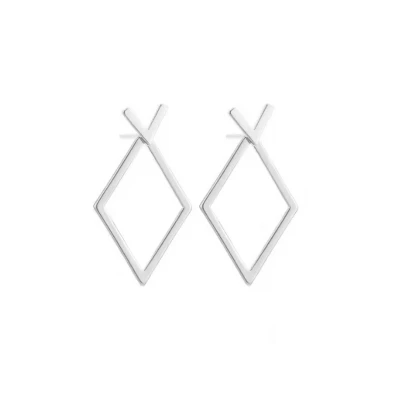 Afbeelding van Diamond Oorbellen Zilverkleurig 2 x 1,2 cm Stainless Steel Oorknopjes Fashion Favorite
