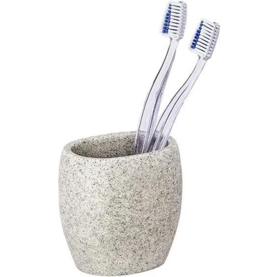 Afbeelding van Beker Tandenborstelhouder Wenko Puro Kunststof Lichtgrijs 9.5x6.5x9.4cm