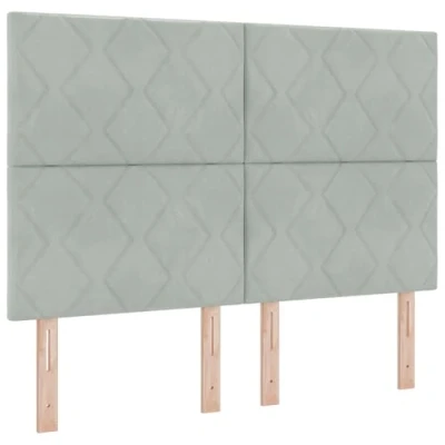 Afbeelding van vidaXL Hoofdbord Diamant Blokken Ontwerp Lichtgrijs 140 cm Fluweel