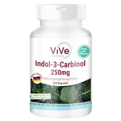 Afbeelding van Indol 3 carbinol 120 capsules met broccolispross poeder voor 2 maanden veganistisch kwaliteit uit Duitsland ViVe Supplements