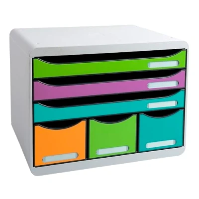 Afbeelding van Exacompta Ref. 309303D BIG BOX PLUS Autentik 5 laden voor A4+ documenten Buitenafmetingen: Prof. 34,7 x breedte 27,8 hoogte 27,1 cm Gesorteerd