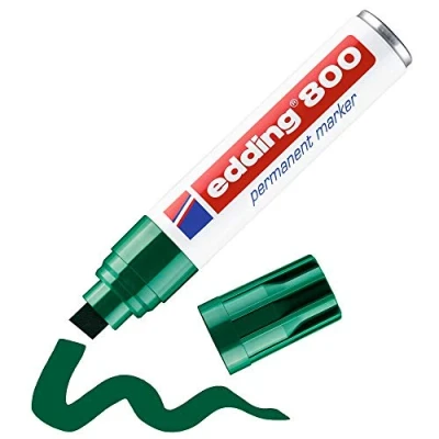 Afbeelding van edding 800 permanent marker groen 1 stift beitelpunt 4 12 mm voor brede markeringen watervast, sneldrogend wrijfvast karton, kunststof, hout, metaal, glas