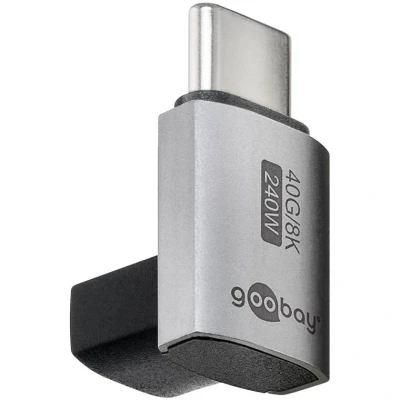 Afbeelding van goobay USB C adapter 240 W 40 Gbit verlenging 90 verticaal kort USB4 (stekker naar bus) / 4.0 Adpter 8K @60 Hz, achterwaarts compatibel 3.1, 2.0/74444