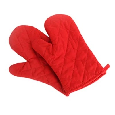 Afbeelding van Voarge Ovenhandschoenen, hittebestendige ovenwanten, verdikte pannenlappen, bakhandschoenen, 1 paar, rood