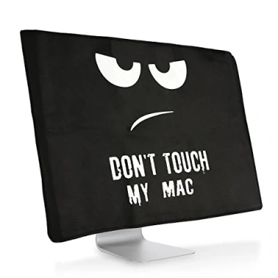 Afbeelding van kwmobile beschermhoes monitor compatibel met iMac 27&quot; / Pro hoes Computerscherm cover in wit/zwart Don&#039;t Touch My Mac