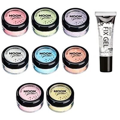 Afbeelding van Moon glitter Pastel Shaker (pailletten maan) 100% cosmetische voor gezicht, lichaam, nagels, haar en lippen 3 g 8 kleuren