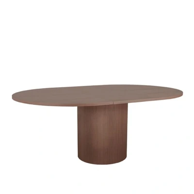 Afbeelding van Label51 Oliva ovale eettafel + verlenging 50 cm walnoot Hout