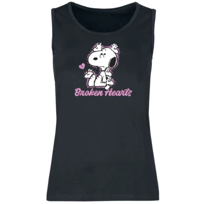 Afbeelding van Peanuts Snoopy Broken Hearts Tanktop zwart L Dames