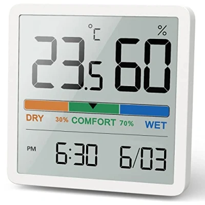 Afbeelding van Noklead Digitale thermo hygrometer, draagbare thermometer, voor binnen, met hoge nauwkeurigheid, temperatuur en vochtigheidsmeter binnenklimaatbeheersing van ruimtes (Wit)