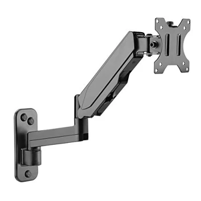 Afbeelding van RICOO PC monitor wandhouder in hoogte verstelbaar gasveer draaibaar kantelbaar voor scherm 17 32 inch, houder wand S4511, monitorhouder, beeldschermhouder, VESA 75 x 75, 100 mm