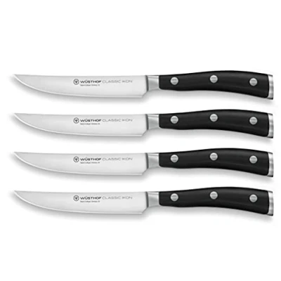 Afbeelding van WÜSTHOF Classic Ikon Steakmessenset 4 dlg., Zwart