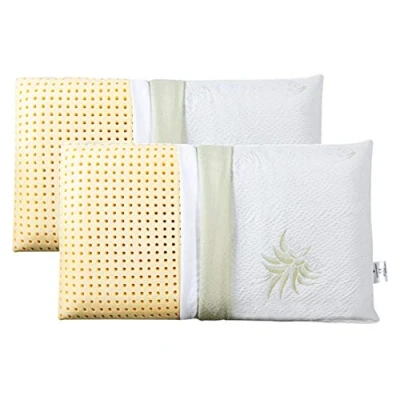 Afbeelding van EVERGREENWEB 2 Hoofdkussens 40x70 18 cm laag Rechthoekig 100% Memory Foam Dubbele Voering Aloë Vera en Katoen UITNEEMBAAR ONTSPANNEND tegen Nekklachten MEDISCH HULPMIDDEL