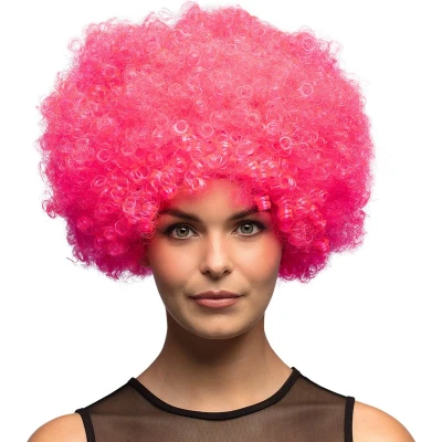 Afbeelding van Boland Pruik Groove knalroze Roze Afro Kort Unisex Danser/danseres 70&#039;s, 80&#039;s &amp; 90&#039;s Disco