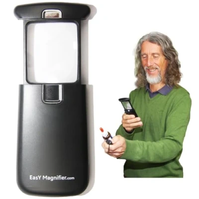 Afbeelding van EasY Magnifier Leesloep, 3 stuks, met ledlicht, vergrootglas, vergrootglas om te lezen, kleine letters, handloep, cadeau, leeshulp voor senioren