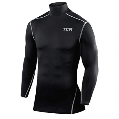 Afbeelding van TCA Mannen Pro Performance Compressie Basislaag Lange Mouw Thermische Top Mock Hals Rood, XXL