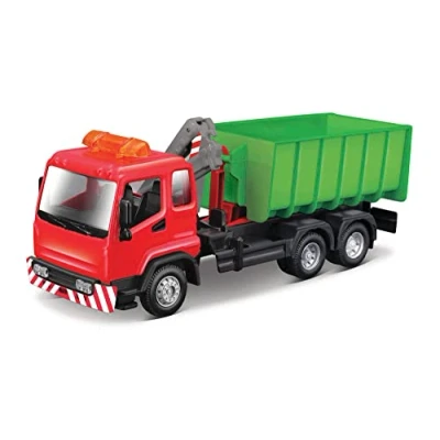 Afbeelding van Bburago 18/32264 Bouwvoertuig met wagen en kraan schaal 1:32 metallic rood/groen (Asst. 18