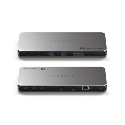 Afbeelding van SATECHI Thunderbolt 4 DisplayLink Docking Station 12 in 1 met 96W Opladen, 2 HDMI 8K/60Hz, tot 40Gbps gegevensoverdracht, USB A, Ethernet, Hub voor Mac/Windows