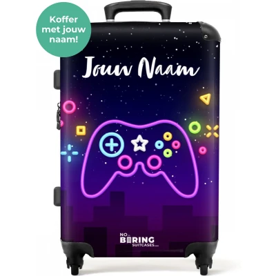 Afbeelding van NoBoringSuitcases.com® Kindertrolley jongens Game reiskoffer kinderen Gepersonaliseerde koffer groot Rolkoffer lichtgewicht met 4 wielen Grote trolley XL 20 kg bagage