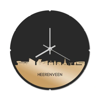 Afbeelding van Skyline Klok Rond Heerenveen Goud Metallic