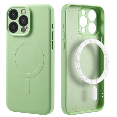 Afbeelding van Apple iPhone 15 Pro Max MagSafe Hoesje Siliconen en TPU (zacht) iMoshion Softcase/Backcover Groen Telefoonhoesje