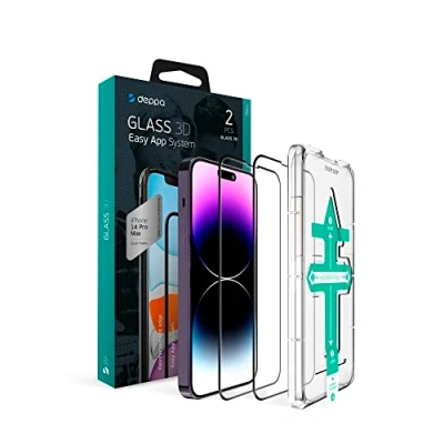 Afbeelding van Deppa [2 Stuks] Screen Protector voor iPhone 14 Pro Max (6.7&#039;) Schermbeschermer, 9H Gehard glas Volledige dekking met sjabloon installatie [Bubble Free]