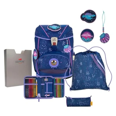 Afbeelding van DerDieDas Schoolrugzak set 5 delig Ergoflex Deep Ocean 2023, blauw