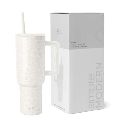Afbeelding van Simple Modern 40 oz beker met handvat en rietjesdeksel Geïsoleerde herbruikbare roestvrijstalen waterfles reismok bekervriendelijk Geschenken voor vrouwen hem haar Trek Collectie Crème