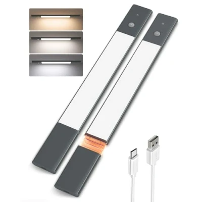 Afbeelding van EZVALO led kastlamp, 40 cm, bewegingsmelder, verlichting, keuken, onderkast, wit, 5000 K, met 3 verlichtingsmodi, lamp, oplaadbaar, USB, voor 2 stuks