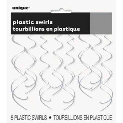 Afbeelding van Decoratie Unique swirl zilver 65cm 8 stuks