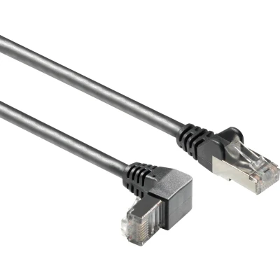 Afbeelding van S/FTP CAT6a 10 Gigabit netwerkkabel haaks naar boven / recht zwart 2 meter