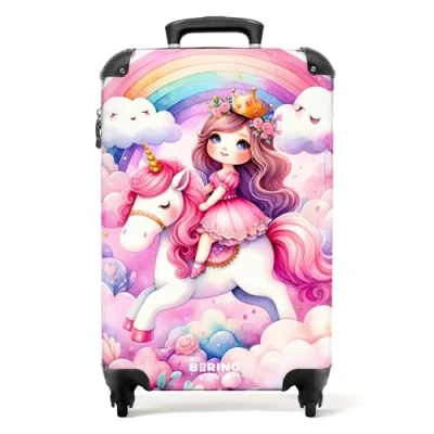 Afbeelding van NoBoringSuitcases.com® Eenhoorn kinderkoffer meisje Reiskoffer prinses 55x35x25