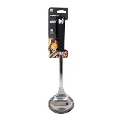Afbeelding van Quttin Easy Grip soeplepel 30 cm RVS zwart
