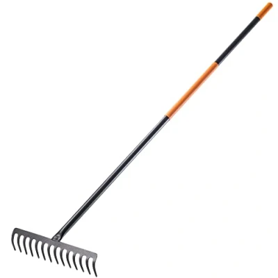 Afbeelding van KADAX hark, tuinhark van metaal, brede hark met 154,5 cm lange metalen steel, tuingereedschap voor wieden, bemesten, gazon en bladeren (rechthoekig, 14 tanden)