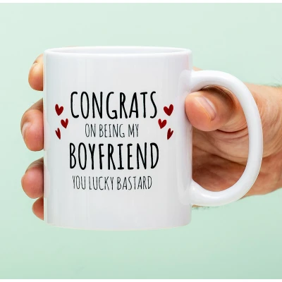 Afbeelding van Mok Congrats On Being My Boyfriend van Ditverzinjeniet