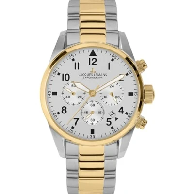 Afbeelding van Jacques Lemans Chronograaf Barcelona, 42 2D Quartz horloge, armbanduhr, herenhorloge, roestvrijstalen band, tot 10 bar waterdicht.