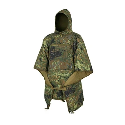 Afbeelding van Helikon Tex Swagman Roll militaire poncho, Bushcraft Line multifunctionele regenponcho en noodjack survival uitrusting Woobie deken jas (Flecktarn)