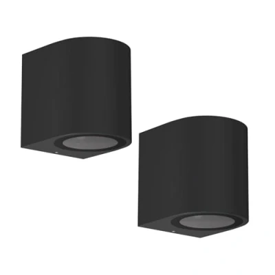 Afbeelding van ledscom.de 2 x wandlamp ALSE voor buiten, IP54, downlight, zwart mat, rond, 1x GU10 max. 35W