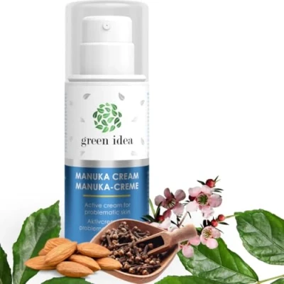 Afbeelding van green idea Manuka acne crème Anti puistjescrème Gezichtscrème met theeboomolie, efficiënte verzorging voor gevoelige huid, 50 ml