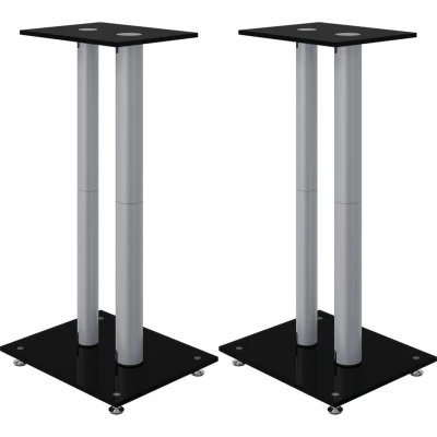 Afbeelding van vidaXL Luidsprekerstandaards 2 st pijlers gehard glas zwart zilver