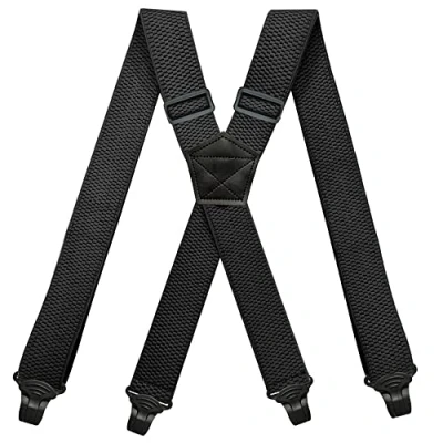 Afbeelding van YYKSYDPT Bretels voor Mannen met Zeer Sterke 4 Plastic Clips 38 MM Brede Duty X Stijl Verstelbare Brace Bretels, Zwart, One Size