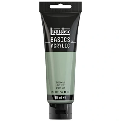 Afbeelding van Liquitex Basics 8870079 Monopigmenteerde acrylverf, kunstenaarspigmenten, lichtecht, gemiddelde viscositeit, achivkwaliteit, zijdeglanzende afwerking, 118ml Green Grey