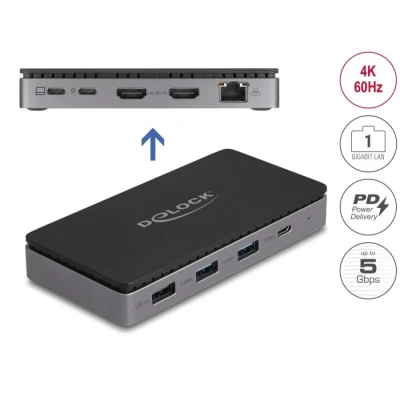 Afbeelding van DeLOCK USB Type C Docking Station 4K Dual HDMI MST/USB/Gibabit LAN/PD 3.0 85 W