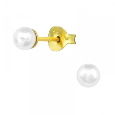 Afbeelding van La Rosa Princesa Parel Oorbellen Zilver Goud Plating 4mm