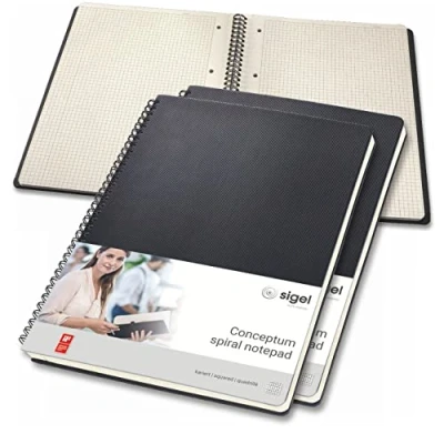 Afbeelding van SIGEL CO820 Spiraal Kladblok, ca. A4, squaRed, hardcover, Zwart, 3 Stuks Conceptum