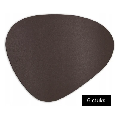 Afbeelding van Tragar Set Van 6 Asymmetrische Placemats 35 x 45 cm Onderlegger Onderzetter Stuks Bruin
