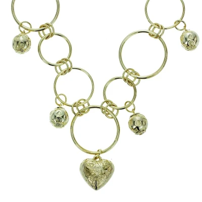 Afbeelding van Behave Ketting met grove schakels en hartje goud kleur