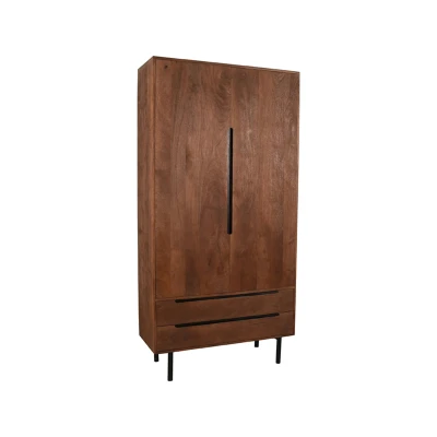 Afbeelding van LABEL51 Rio wandkast 2 deurs 100 cm mangohout espresso Hout