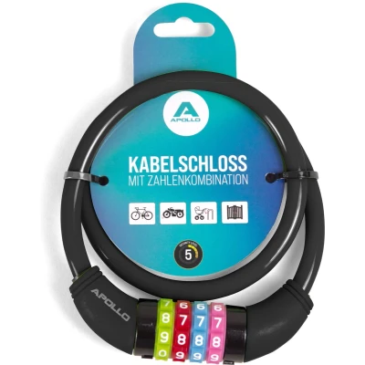 Afbeelding van Apollo Kinderfietsenslot ook voor scooters en loopfietsen eenvoudig cijferslot kinderen, licht veilig, scooterslot met code, zonder sleutel, ideaal scooter &amp; fietsaccessoire