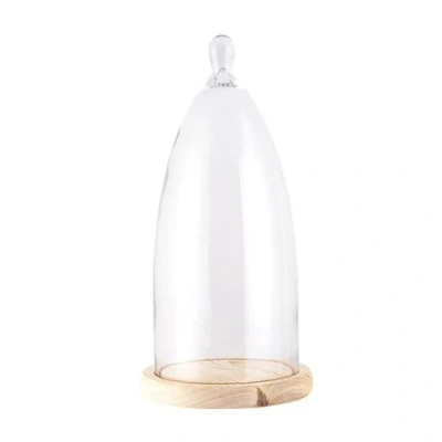 Afbeelding van Clayre &amp; Eef Stolp Ø 19x41 cm Hout Glas Rond Glazen Transparant